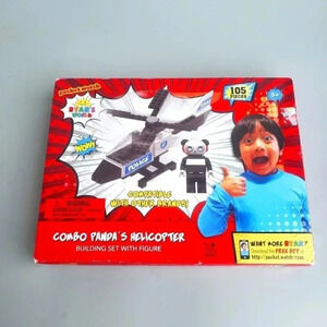 NEW YouTube Ryan’s World COMBO PANDA HELICOPTER Building Set Lego 105 PCS + FIG